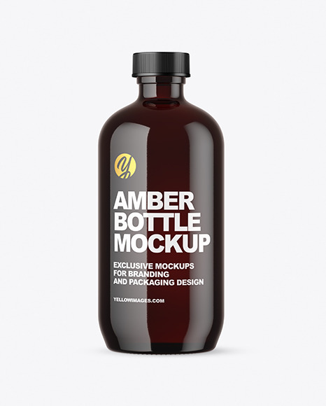 Dark Amber Glass Bottle Mockup