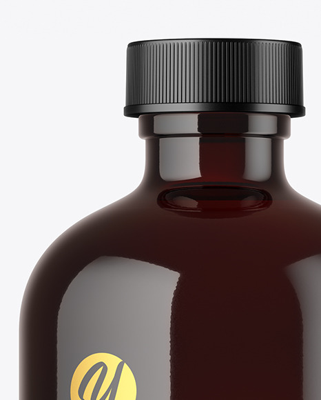 Dark Amber Glass Bottle Mockup