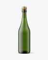 Frosted Green Glass Bottle w/ White Wine Mockup