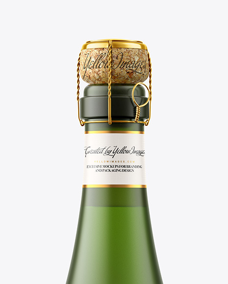 Frosted Green Glass Bottle w/ White Wine Mockup