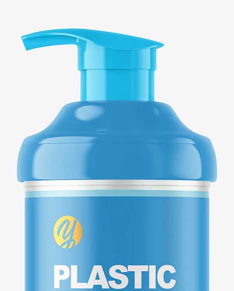 Frosted Liquid Soap Bottle with Pump Mockup