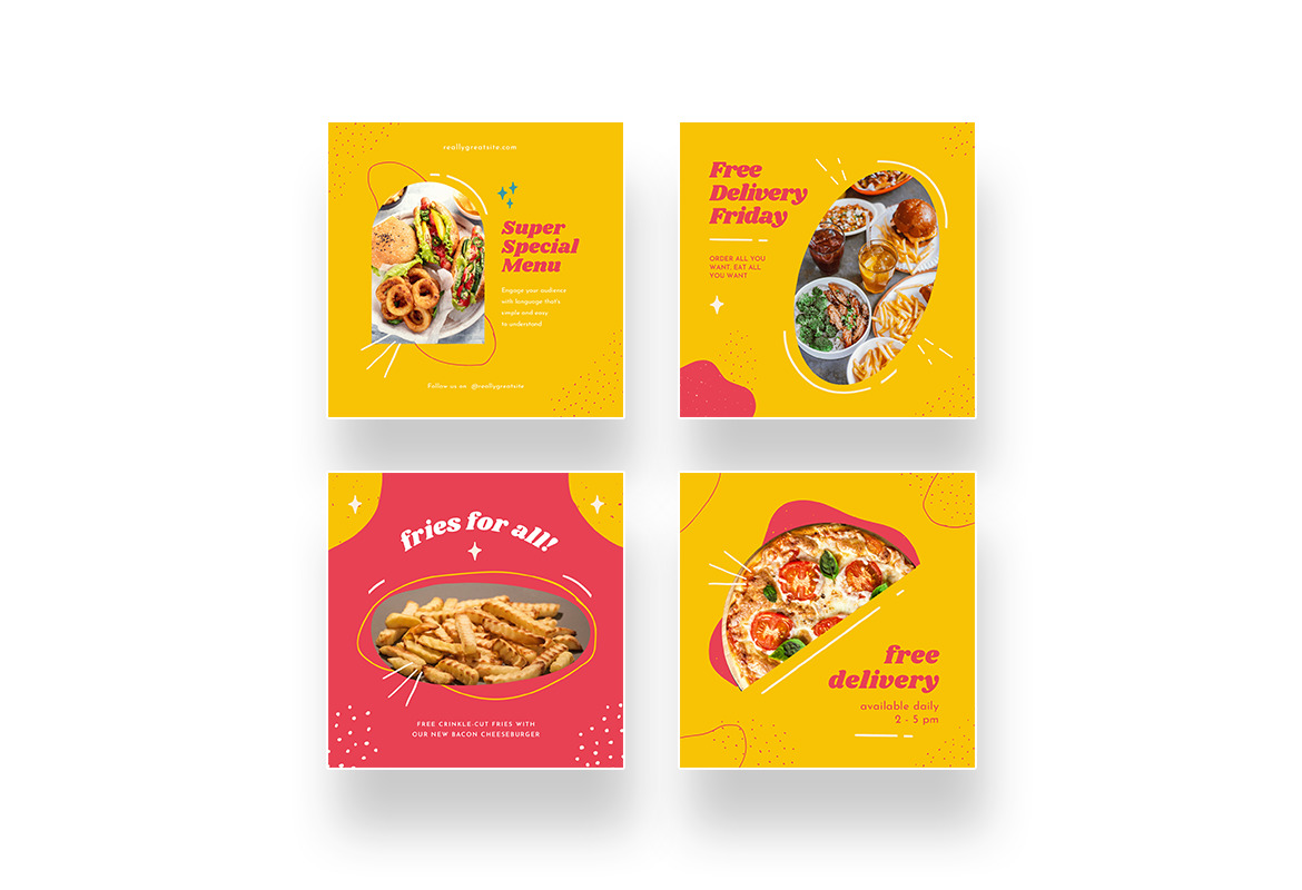 Bright Playful Fast Food Instagram Canva Template Bright Playful Fast Food Instagram Canva Template