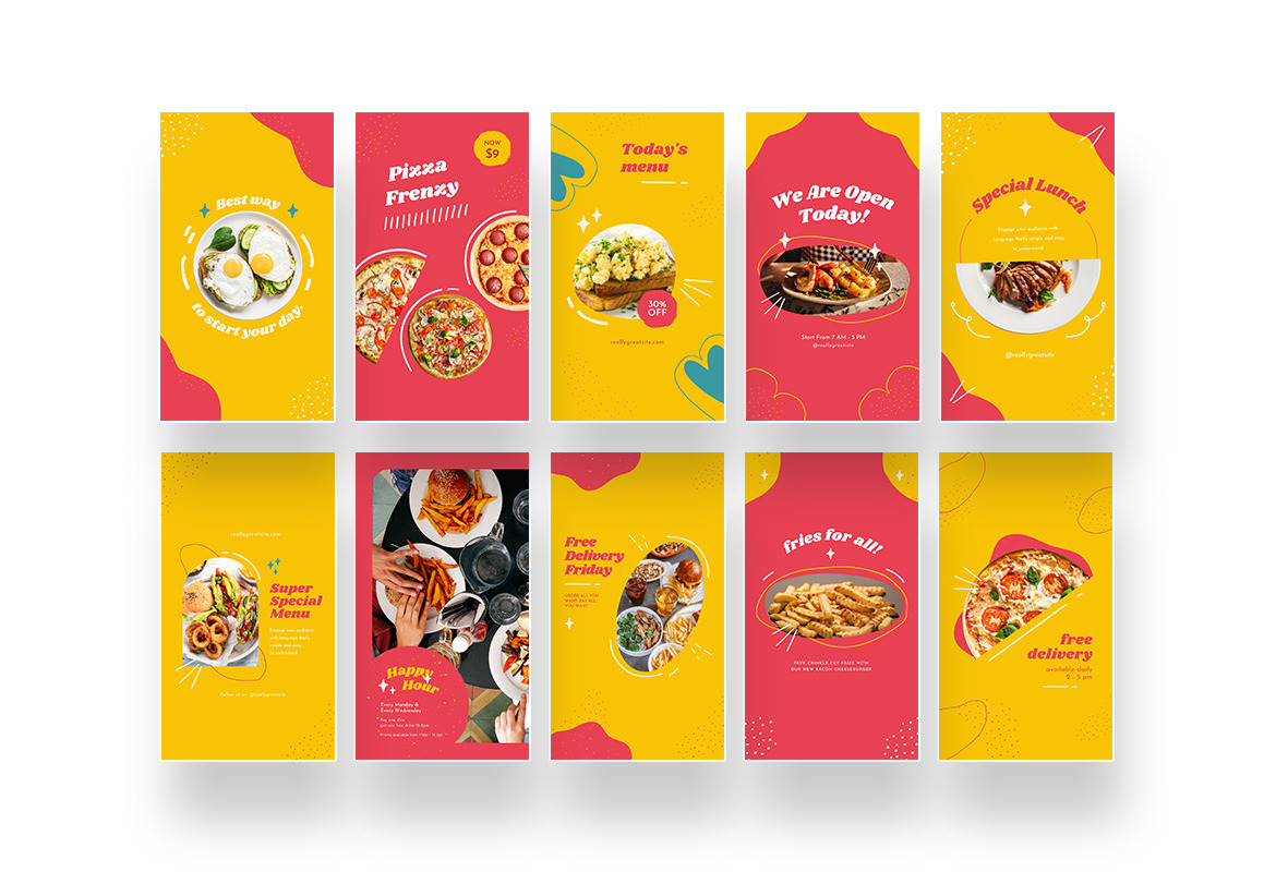 Bright Playful Fast Food Instagram Canva Template