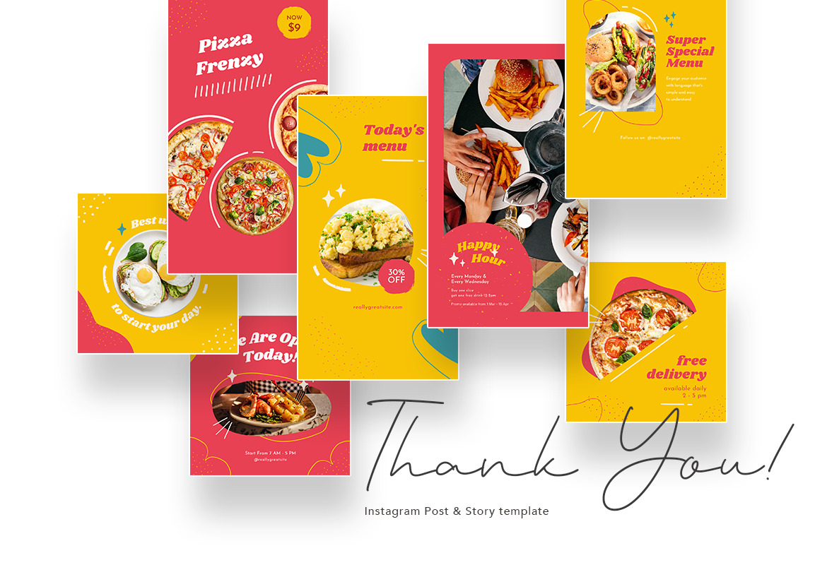 Bright Playful Fast Food Instagram Canva Template