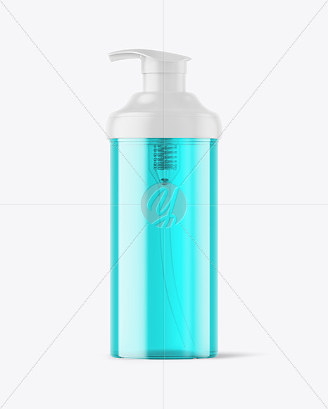 Color Plastic Cosmetic Bottle with Pump Mockup