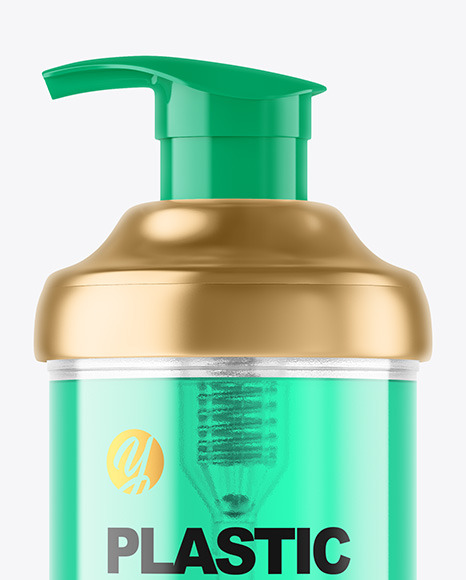 Clear Cosmetic Bottle with Pump Mockup