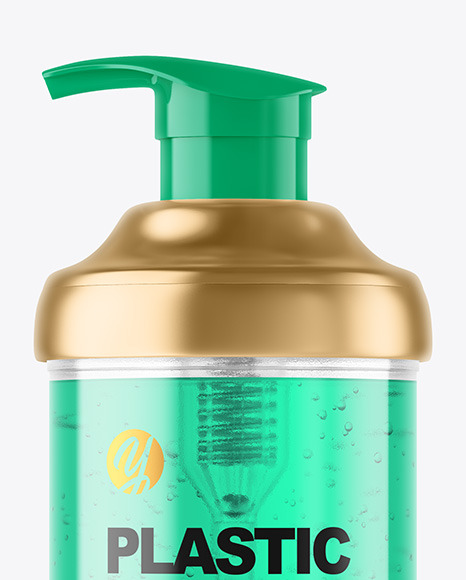 Color Liquid Cosmetic Bottle with Pump Mockup