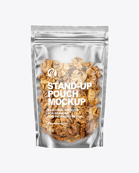 Clear Plastic Pouch w/ Walnuts Mockup