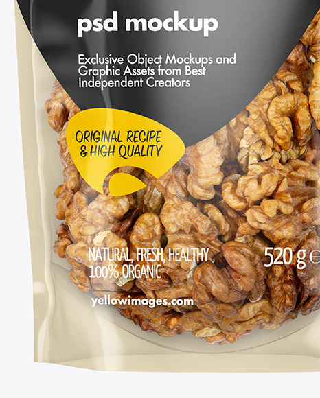 Clear Plastic Pouch w/ Walnuts Mockup