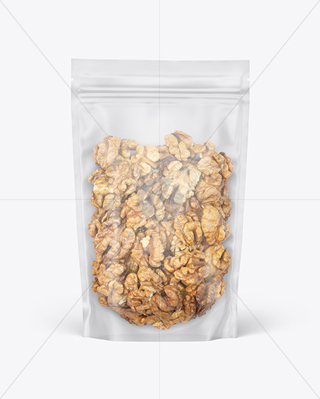 Frosted Plastic Pouch w/ Walnuts Mockup