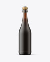 Frosted Amber Glass Bottle w/ Red Wine Mockup