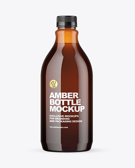 Amber Plastic Bottle Mockup