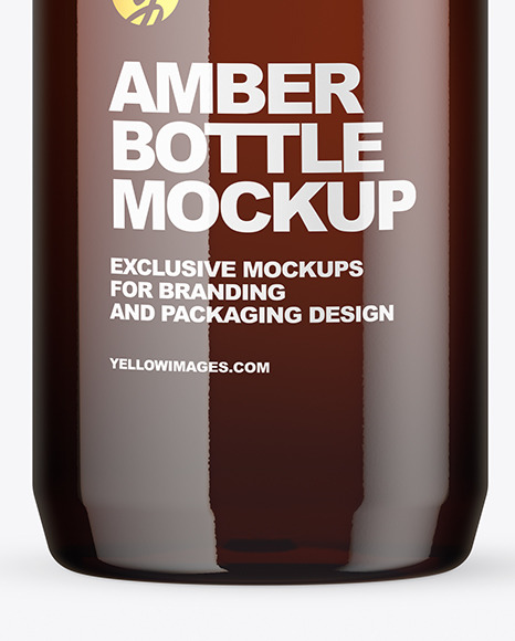 Amber Plastic Bottle Mockup