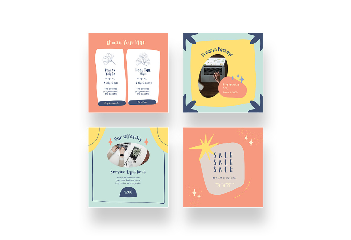 Cute and Playful Pricing Instagram Canva Template