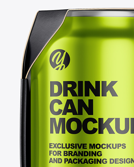 Carton Pack W/ 4 Matte Metallic Cans Mockup