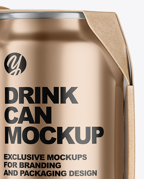 Carton Pack W/ 4 Matte Metallic Cans Mockup