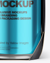 Carton Pack W/ 4 Glossy Metallic Cans Mockup