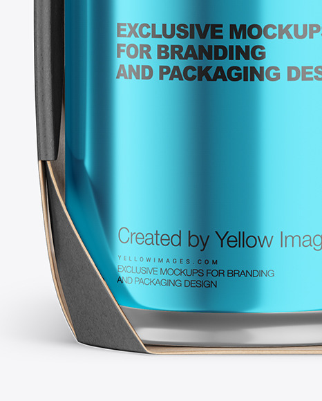 Carton Pack W/ 4 Glossy Metallic Cans Mockup