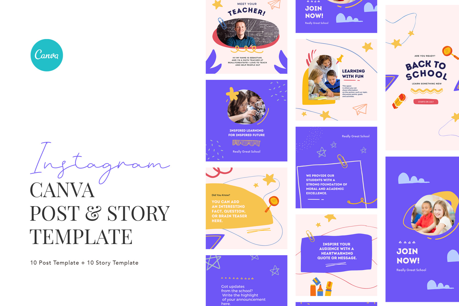 Attractive Elementary School Instagram Canva Template