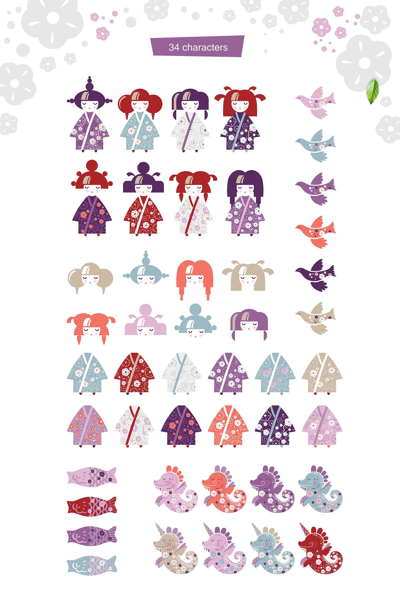 Cherry Blossom. Graphic set Cherry Blossom. Graphic set