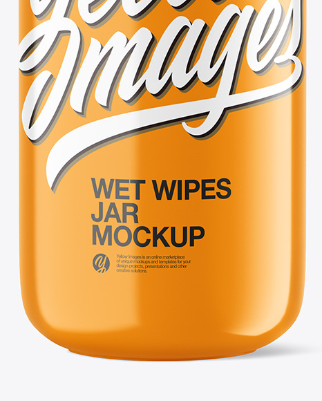 Opened Glossy Wet Wipes Jar Mockup