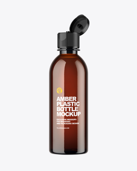 Amber Plastic Bottle Mockup