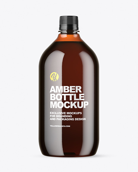 Amber Plastic Bottle Mockup