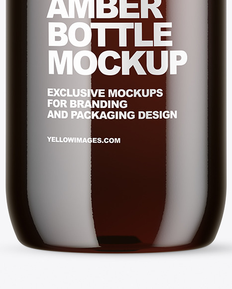 Amber Plastic Bottle Mockup