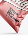 Opened Matte Metallic Bag With Riffled Potato Chips Mockup