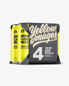 Carton Pack W/ 4 Glossy Cans Mockup