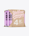 Carton Pack W/ 4 Glossy Cans Mockup