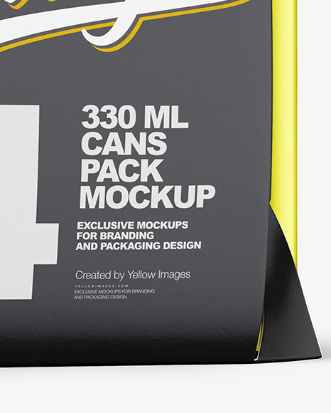 Carton Pack W/ 4 Glossy Cans Mockup