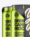 Carton Pack W/ 4 Matte Metallic Cans Mockup