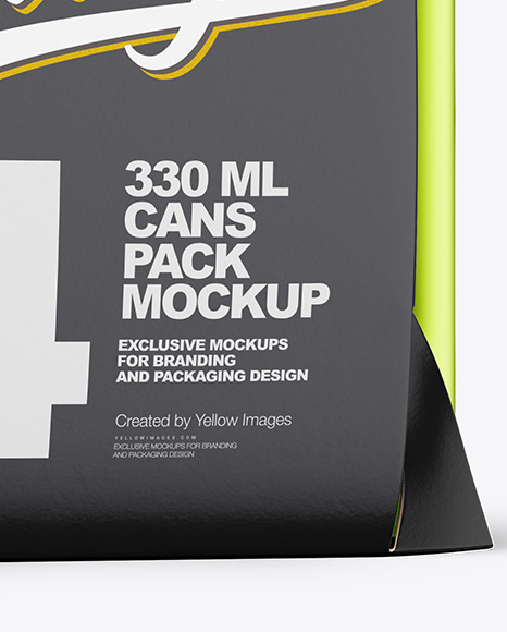 Carton Pack W/ 4 Matte Metallic Cans Mockup