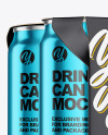 Carton Pack W/ 4 Glossy Metallic Cans Mockup