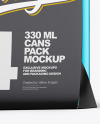 Carton Pack W/ 4 Glossy Metallic Cans Mockup