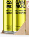 Carton Pack W/ 4 Glossy Metallic Cans Mockup