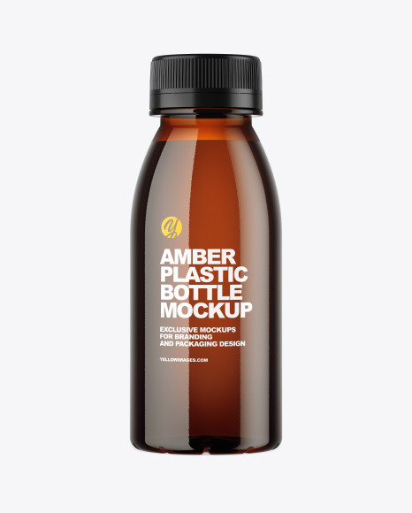 Amber Plastic Bottle Mockup