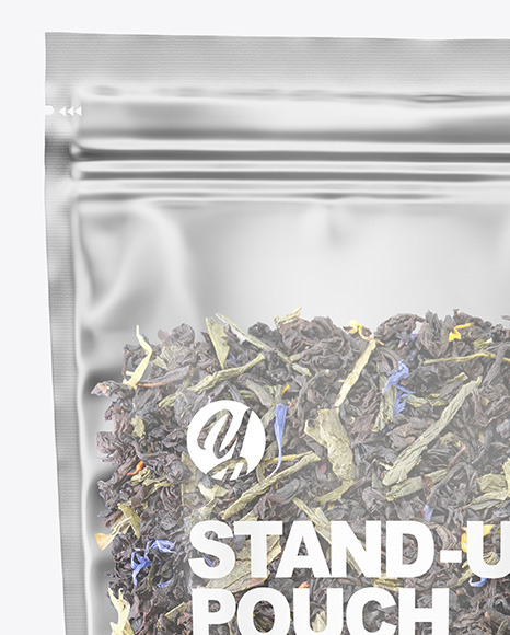 Frosted Plastic Pouch w/ Green Tea Mockup