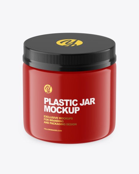 Glossy Plastic Jar Mockup - Green+Cream+Jar+With+Glossy+Cap+Mockup+(High-Angle+Shot+...