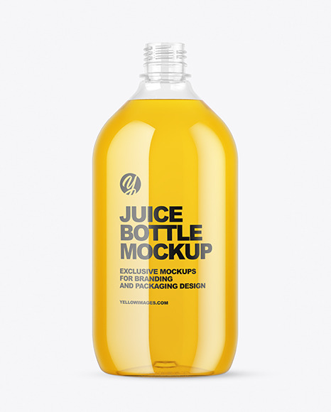 Clear Plastic Apple Juice Bottle Mockup