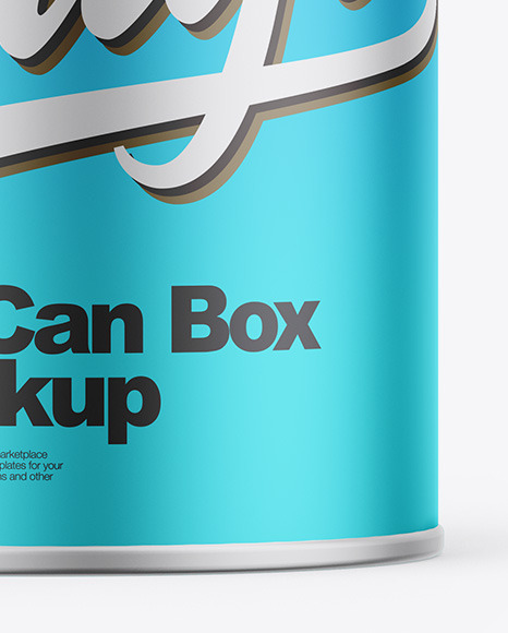 Matte Metallic Tin Can Box Mockup