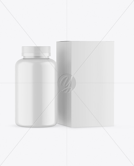 Matte Plastic Jar with Box Mockup