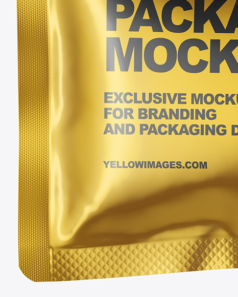 Glossy Metallic Pouch Mockup