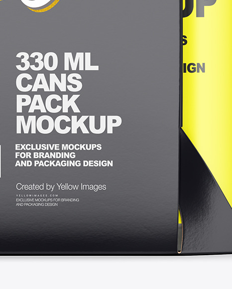 Carton Pack W/ 4 Glossy Cans Mockup