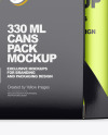 Carton Pack W/ 4 Matte Metallic Cans Mockup