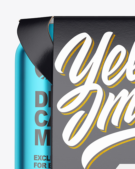 Carton Pack W/ 4 Glossy Metallic Cans Mockup