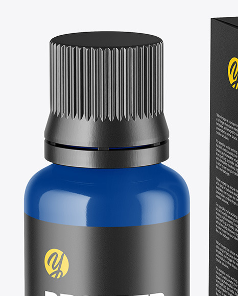 Glossy Dropper Bottle with Paper Box Mockup