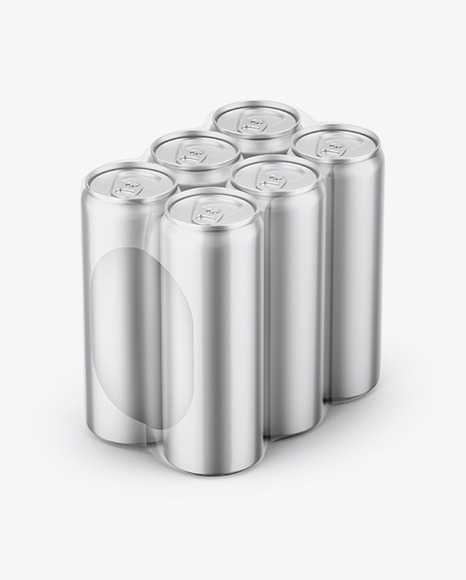 Matte Metallic Cans in Shrink Wrap Mockup