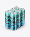 Matte Metallic Cans in Shrink Wrap Mockup